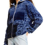 BP . Fleece Navy Bandana Patchwork Jacket Photo 0