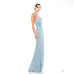 Mac Duggal   4930 Sequin V Neck Sleeveless Column Gown Dress Blue Size 0 Photo 3
