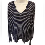 CAbi  Style #5556 Ahoy Long Sleeve Navy White Top Photo 1