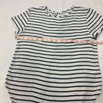 H&M black and white stripes short sleeve blouse woman’s size small Photo 2