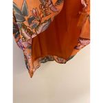 Farm Rio  Adonis Pintucked Blouse No Tie Orange Pink Floral Flutter Sleeve GUC S Photo 11