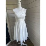 Donna Morgan NWT  One Shoulder Chiffon Pleated Dress Off White Size 4 Photo 7