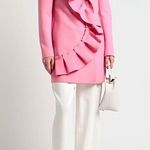 $605 NWT MSGM HALF LINED DOUBLE BREASTED BLAZER WITH RUFFLED Size 40 Pink Coat Photo 1