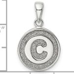 Sterling Silver Glitter Enamel Letter C Initial Circle Pendant Photo 3
