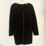 Eileen Fisher  Silk Cotton Interlock Knit w/Leather Trim Long Black Photo 1