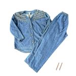 Blue Denim Studded Jacket and Pants Set blue Jean 1980’s vintage Photo 0
