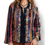 Coldwater Creek Vintage  Velvet Patchwork Sequin Jacket Petite Medium Boho Photo 0