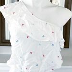 Hippie Rose  Tiered One Shoulder Top Red Blue Hearts NWT Photo 0