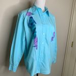 SeaSalt Aqua Button Up Shirt Sz Small Handpainted Blue Photo 6