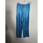 Morgan Taylor  Intimates Pajama Set Women’s Small Blue Satin Snakeskin Pants/Tank Photo 4