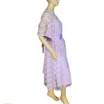 VINTAGE CIRCA 1960'S LAVENDER PURPLE LACEY PARTY DRESS W/SLIP AND BELT (M) Size M Photo 3