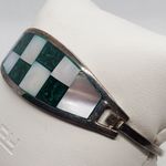 Alpaca Mexico Silver, Green, & Mother of Pearl Checkered Bracelet Green Photo 3