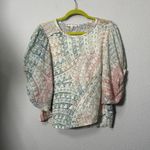 Anthropologie Eri + Ali Briony Multicolored Dolman Balloon Sleeve Top Mosaic Sm Photo 2