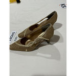 Womans Floral Size 7 Ww Gold Sparkly Glitter Heel Dress Shoe Photo 2