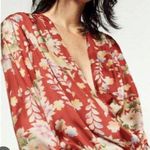 ZARA BLOGGER FAVORITE RED SATIN RED FLORAL PRINT ORIENTAL BODYSUIT BODY SZ S Photo 0
