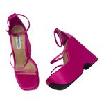 Steve Madden Pink Satin Strappy Platform Wedge Sandals Size 7 Photo 7
