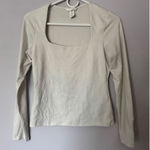 H&M  women’s square neck long sleeve white t-shirt size small Photo 0