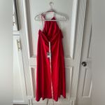 House Of CB  Zanab Halter Thigh-Slit Maxi Dress – Red Rose, Size L NWT Satin Photo 8