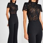 NEW NADINE MERABI Harriet Black Lace Bodice Wide Leg Jumspuit Sz 4 Photo 2