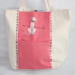I Kiss My Dog Fun Beach Canvas Pet Lover Tote Coral on Tan NEW Photo 0