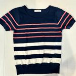 Ofuon Striped Blue Peach And White‎ Women’s Blouse Size Small Preowned Photo 3