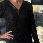 Vintage 80s Dress 100% Silk Black Beaded Judith Ann Creations Glam Dynasty Retro Photo 2