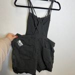 Free People Black Linen Blend Shortalls Overalls Women's XL NWOT Photo 6