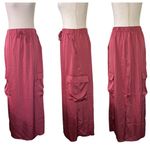 Emerson LANG MAXI Burgundy Cargo Satin Skirt Size M Photo 1