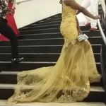 Romwe Golden/Yellow High Neck Prom Dress Photo 6