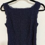 Adrianna Papell Sleeveless Scalloped Lace Sheath Mini Dress Navy Blue Size 6 Photo 5