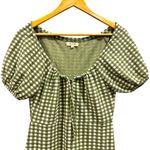 Madewell Jacquard Puff-Sleeve Dress in Gingham, Green and white, size XS Photo 4