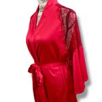 Victoria's Secret NWT Victoria’s Secret Size S M Red Satin Lace Shoulder Short Robe Sexy Lingerie Photo 1