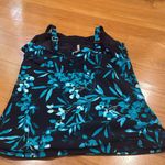 Lands’ End women’s floral tankini swim top size 14 . Black Photo 4