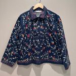 Industrie B Colorful Floral Embroidered Denim Jacket Size Large 100% Cotton Photo 0