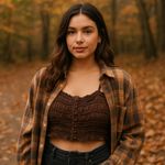 Urban Outfitters  Ruch Button Crop Tank Womens Top Sz Med Chocolate Boho Layer Photo 0