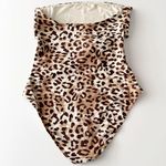 Aerie [] Leopard Print Knot Tie Front Cutout Strapless One Piece Swimsuit Large L Photo 2