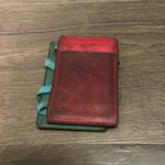 J.Crew Vintage Red and Teal  Flip Wallet, very used condition Photo 2