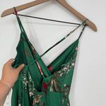 Lulus Still The One Emerald Green Floral Print Satin Maxi Dress Size S Photo 7