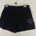 SheIn Pull On Shorts Barbed Wire Heart Logo Women Medium Black Photo 0