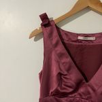Red Valentino  Magenta Satin V-Neck Bow Mini Dress Photo 2