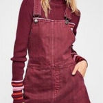 Free People Torn-Up Jumper Sz 8 Purple Denim Overalls Cut Off Frayed Mini Dress Photo 0