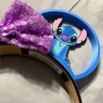 Stitch 3D Themed Mouse Ears Headband with Purple Sequin Bow Blue Photo 2