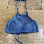 Xhilaration Women’s Crochet Halter Crisscross Tie Bikini Swim Top Blue NWT Photo 0