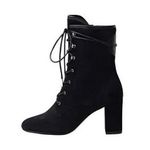 Longchamp  BLACK BLOCK HEEL LEATHER LACE-UP BOOT size FR 40/ US 9 Photo 0