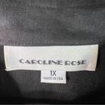 Caroline Rose 1X Black 100% Linen 3/4 Sleeves Front Pockets Jacket Shacket Shirt Photo 6