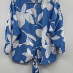 Alfani Blue and‎ White Floral Blouse Size M Photo 0
