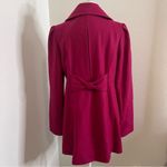 Guess Medium Magenta Pea Coat Wool Blend Cute Accents High Collar Mid Length Photo 6