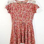 Farm Rio Top Ditsy Floral & Lace Babydoll Tie Waist Tee Sz P (S) GUC w/ Llamas! Photo 0