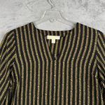 MICHAEL Michael Kors Blouse‎ Womens L Black Gold Chain Print Casual Party Office Size L Photo 3