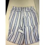Per Se  PXL Blue Striped Linen Blend‎ Drawstring Waist Wide Leg Pants Photo 9